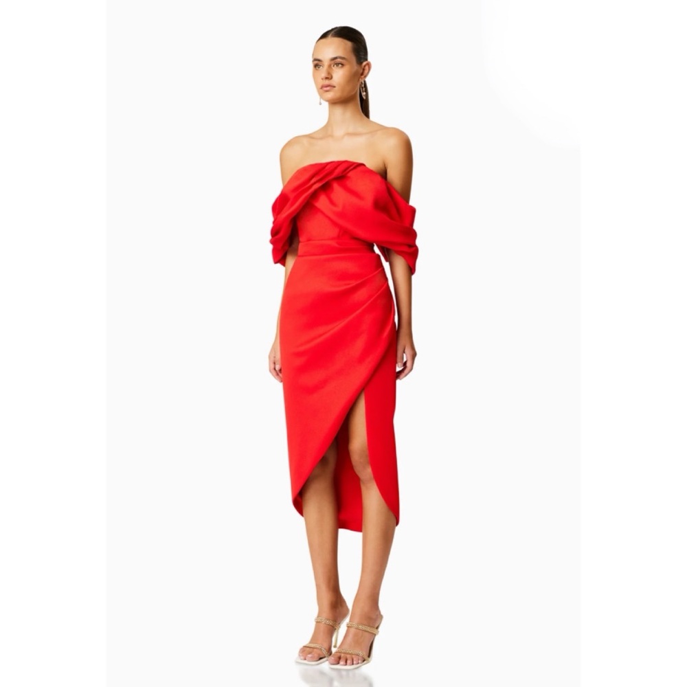 Elliatt March Off-Shoulder Ivory Midi Dress Size Small $265